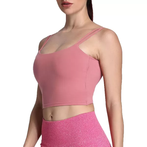 Aoxjox Womens Workout Sports Bras Fitness Padded Backless Yoga Crop Tank Top Twist Back CamiPink