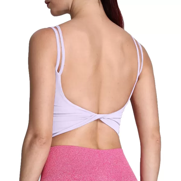 Aoxjox Womens Workout Sports Bras Fitness Padded Backless Yoga Crop Tank Top Twist Back CamiPurple Heather