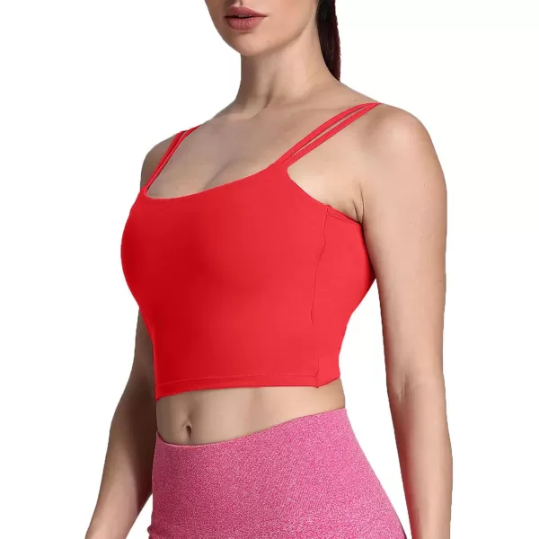 Aoxjox Womens Workout Sports Bras Fitness Padded Backless Yoga Crop Tank Top Twist Back CamiRacing Red