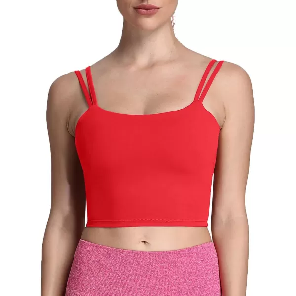 Aoxjox Womens Workout Sports Bras Fitness Padded Backless Yoga Crop Tank Top Twist Back CamiRacing Red