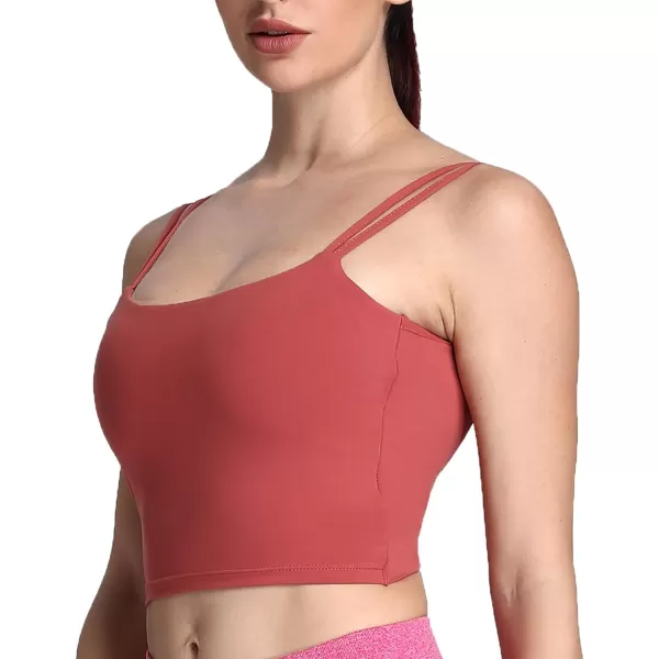 Aoxjox Womens Workout Sports Bras Fitness Padded Backless Yoga Crop Tank Top Twist Back CamiRust Red