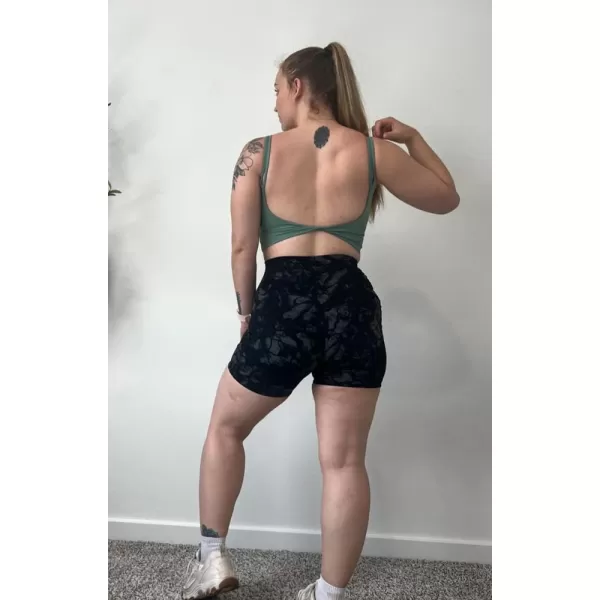 Aoxjox Womens Workout Sports Bras Fitness Padded Backless Yoga Crop Tank Top Twist Back CamiSage Green