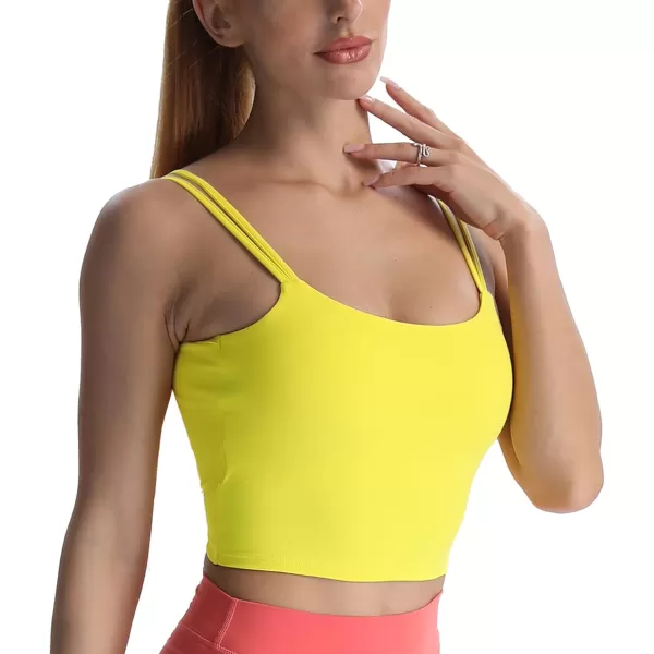 Aoxjox Womens Workout Sports Bras Fitness Padded Backless Yoga Crop Tank Top Twist Back CamiVibrant Yellow