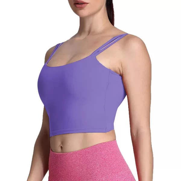 Aoxjox Womens Workout Sports Bras Fitness Padded Backless Yoga Crop Tank Top Twist Back CamiViolet