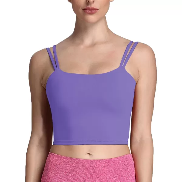 Aoxjox Womens Workout Sports Bras Fitness Padded Backless Yoga Crop Tank Top Twist Back CamiViolet