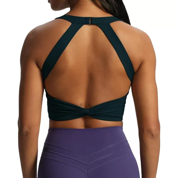 Aoxjox Womens Workout Sports Bras Twist Front Fitness Padded Training Gym Bra Yoga Crop Lola Tank TopBlueberry