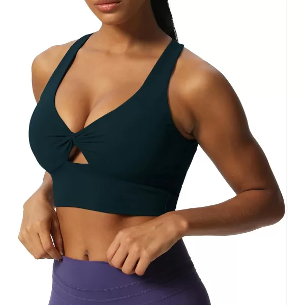 Aoxjox Womens Workout Sports Bras Twist Front Fitness Padded Training Gym Bra Yoga Crop Lola Tank TopBlueberry