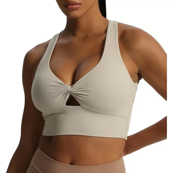 Aoxjox Womens Workout Sports Bras Twist Front Fitness Padded Training Gym Bra Yoga Crop Lola Tank TopMink