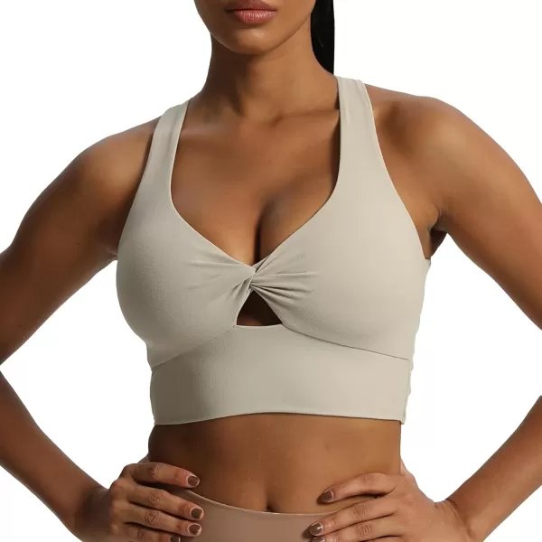 Aoxjox Womens Workout Sports Bras Twist Front Fitness Padded Training Gym Bra Yoga Crop Lola Tank TopMink