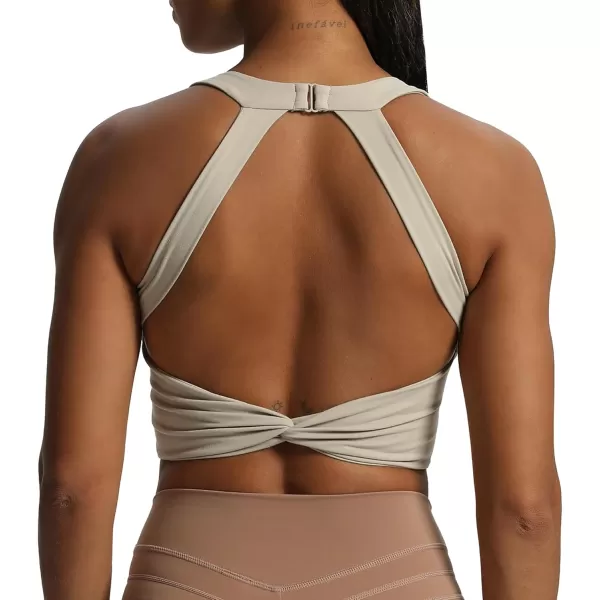 Aoxjox Womens Workout Sports Bras Twist Front Fitness Padded Training Gym Bra Yoga Crop Lola Tank TopMink