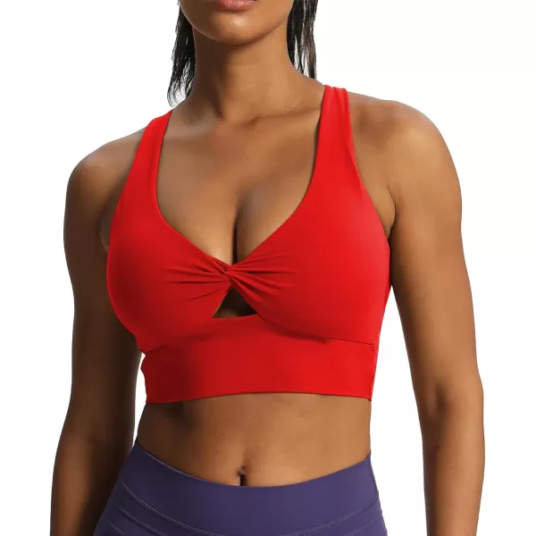 Aoxjox Womens Workout Sports Bras Twist Front Fitness Padded Training Gym Bra Yoga Crop Lola Tank TopRacing Red