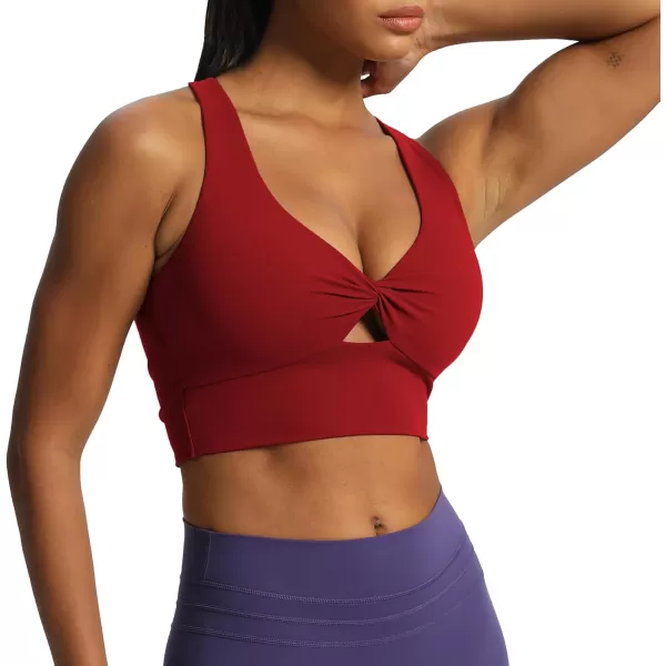 Aoxjox Womens Workout Sports Bras Twist Front Fitness Padded Training Gym Bra Yoga Crop Lola Tank TopRumba Red