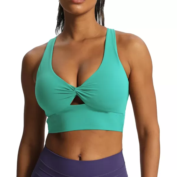 Aoxjox Womens Workout Sports Bras Twist Front Fitness Padded Training Gym Bra Yoga Crop Lola Tank TopTurquoise