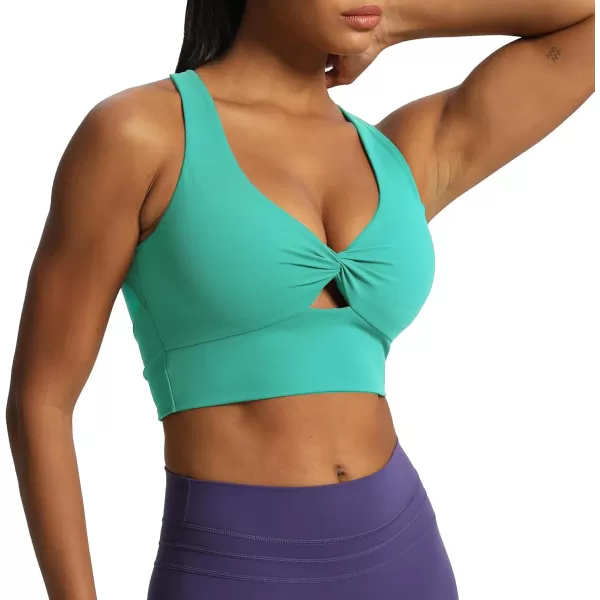 Aoxjox Womens Workout Sports Bras Twist Front Fitness Padded Training Gym Bra Yoga Crop Lola Tank TopTurquoise