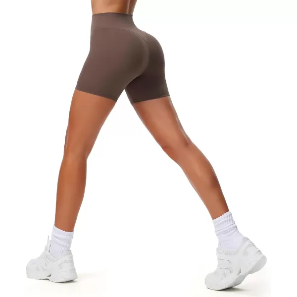 Aoxjox Workout Biker Shorts for Women High Waisted Exercise Athletic Gym Running Breeze Yoga Shorts 6quotFudge Coffee