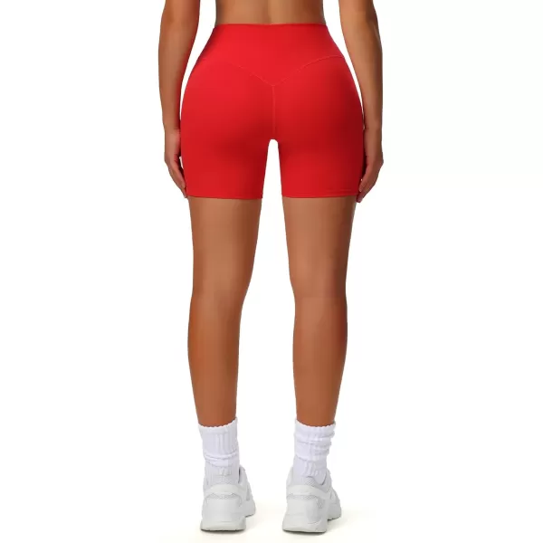 Aoxjox Workout Biker Shorts for Women High Waisted Exercise Athletic Gym Running Breeze Yoga Shorts 6quotRacing Red