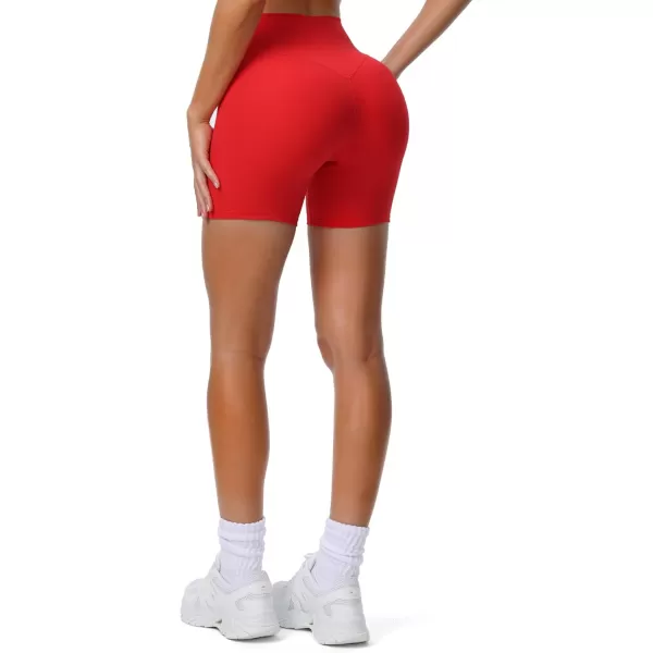 Aoxjox Workout Biker Shorts for Women High Waisted Exercise Athletic Gym Running Breeze Yoga Shorts 6quotRacing Red