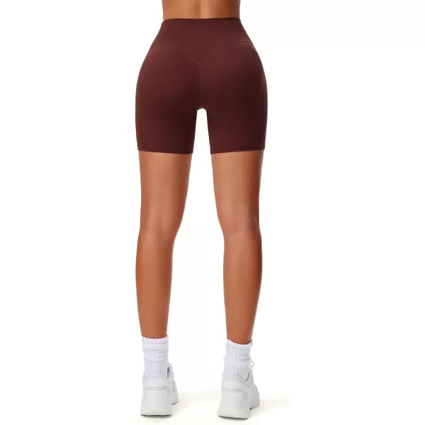 Aoxjox Workout Biker Shorts for Women High Waisted Exercise Athletic Gym Running Breeze Yoga Shorts 6quotRum Raisin