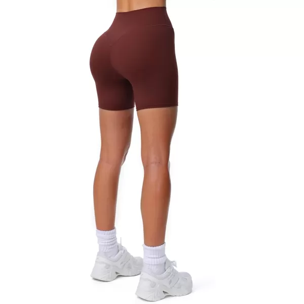 Aoxjox Workout Biker Shorts for Women High Waisted Exercise Athletic Gym Running Breeze Yoga Shorts 6quotRum Raisin