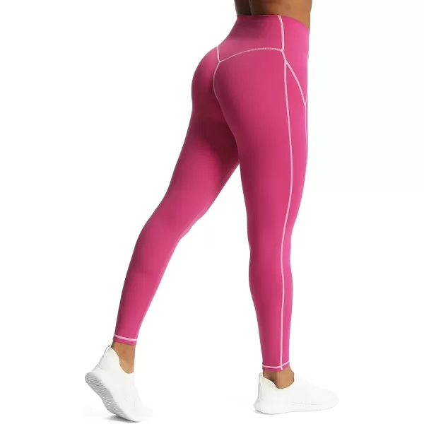 Aoxjox Workout Leggings for Women High Waisted Exercise Athletic Gym Fitness Yoga Lined Leggings 26Baton Red Mauve