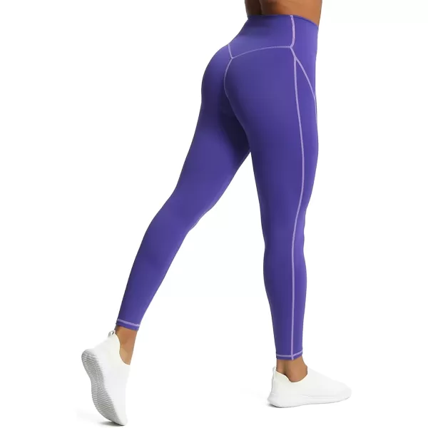 Aoxjox Workout Leggings for Women High Waisted Exercise Athletic Gym Fitness Yoga Lined Leggings 26Deep Blue Paisley Purple