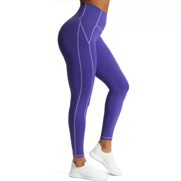 Aoxjox Workout Leggings for Women High Waisted Exercise Athletic Gym Fitness Yoga Lined Leggings 26Deep Blue Paisley Purple