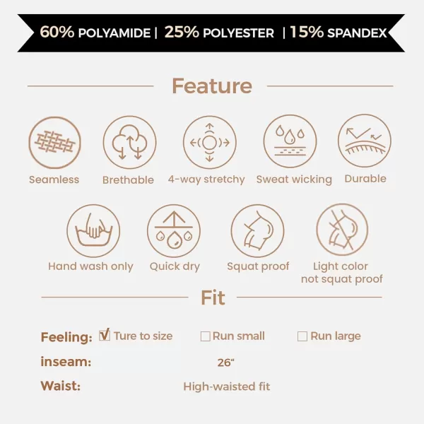 Aoxjox Workout Seamless Leggings for Women Smile Contour High Waisted Gym Yoga Pants TightsA Beaver Marl
