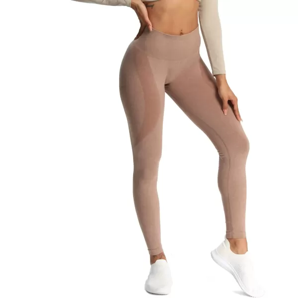 Aoxjox Workout Seamless Leggings for Women Smile Contour High Waisted Gym Yoga Pants TightsA Beaver Marl