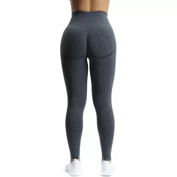 Aoxjox Workout Seamless Leggings for Women Smile Contour High Waisted Gym Yoga Pants TightsA Black Speckled Marlnot Squat Proof  a Bit See Through