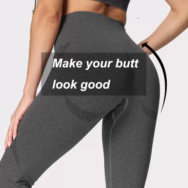 Aoxjox Workout Seamless Leggings for Women Smile Contour High Waisted Gym Yoga Pants TightsA Black Speckled Marlnot Squat Proof  a Bit See Through
