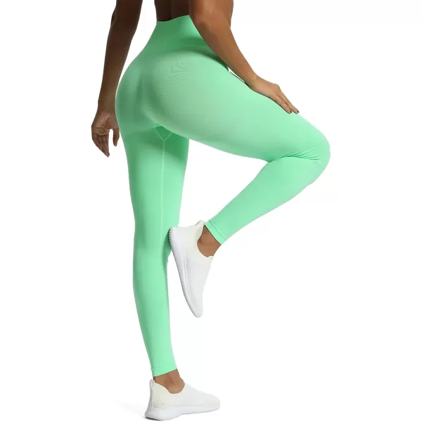 Aoxjox Workout Seamless Leggings for Women Smile Contour High Waisted Gym Yoga Pants TightsA Cabbage Green Marl Not Squat Proof
