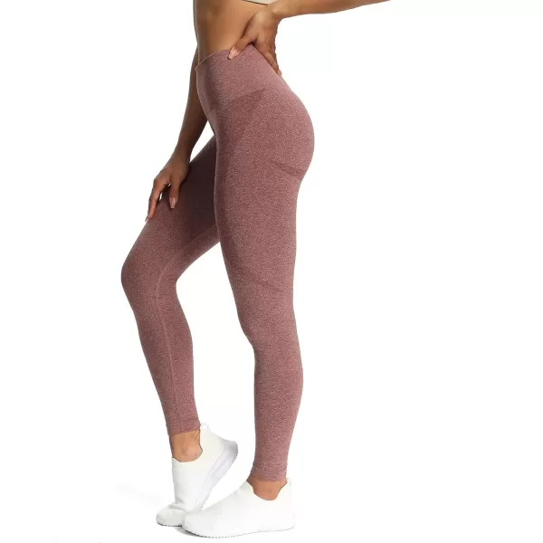 Aoxjox Workout Seamless Leggings for Women Smile Contour High Waisted Gym Yoga Pants TightsA Cherry Mahogany Marl
