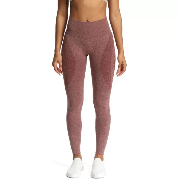 Aoxjox Workout Seamless Leggings for Women Smile Contour High Waisted Gym Yoga Pants TightsA Cherry Mahogany Marl