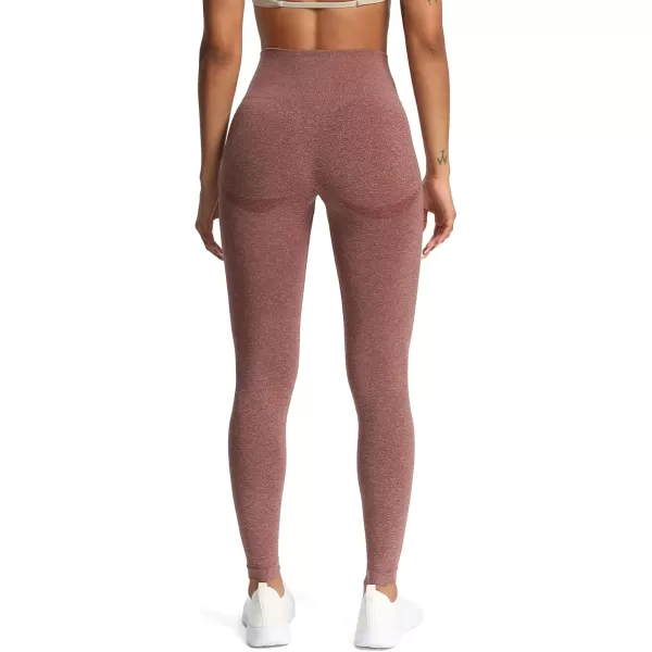 Aoxjox Workout Seamless Leggings for Women Smile Contour High Waisted Gym Yoga Pants TightsA Cherry Mahogany Marl