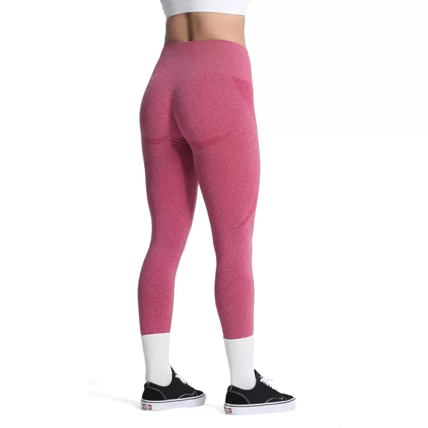 Aoxjox Workout Seamless Leggings for Women Smile Contour High Waisted Gym Yoga Pants TightsA Crimson Marl