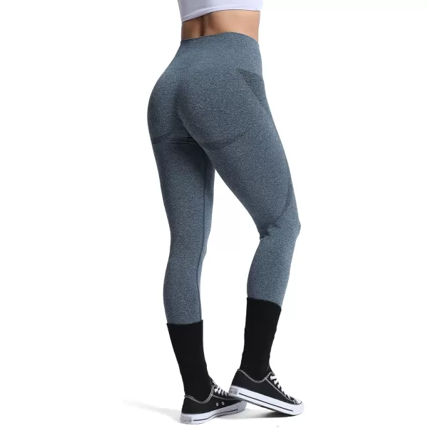 Aoxjox Workout Seamless Leggings for Women Smile Contour High Waisted Gym Yoga Pants TightsA Deep Teal Marl