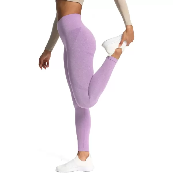 Aoxjox Workout Seamless Leggings for Women Smile Contour High Waisted Gym Yoga Pants TightsA Lupine Marl