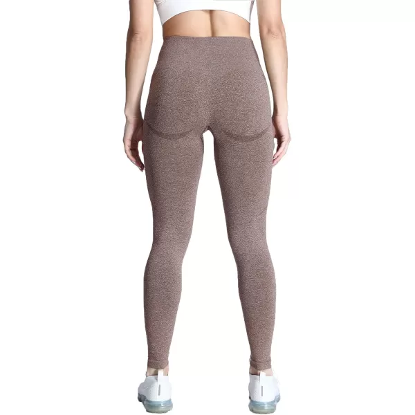 Aoxjox Workout Seamless Leggings for Women Smile Contour High Waisted Gym Yoga Pants TightsA Mocha Marl