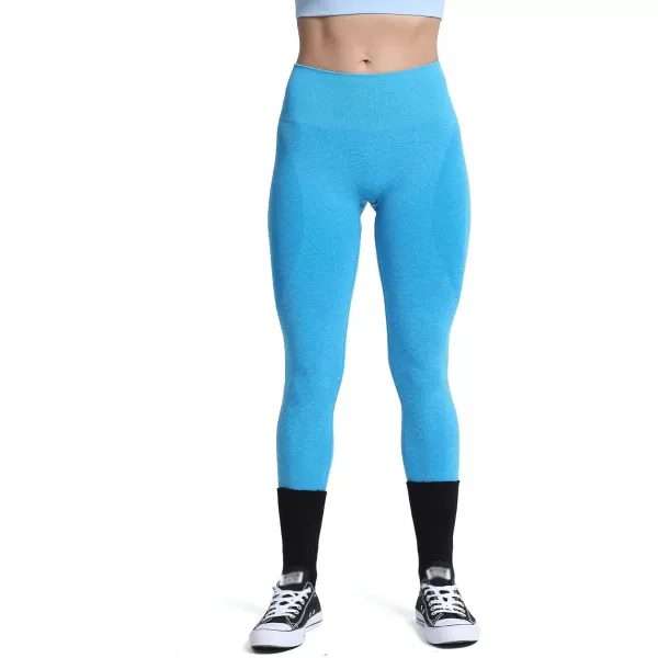 Aoxjox Workout Seamless Leggings for Women Smile Contour High Waisted Gym Yoga Pants TightsA Ocean Blue Marl