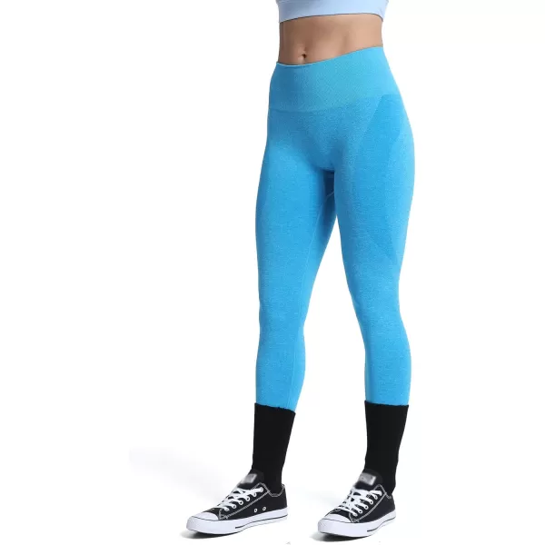 Aoxjox Workout Seamless Leggings for Women Smile Contour High Waisted Gym Yoga Pants TightsA Ocean Blue Marl