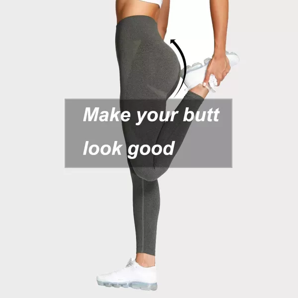 Aoxjox Workout Seamless Leggings for Women Smile Contour High Waisted Gym Yoga Pants TightsB Army Green Marl