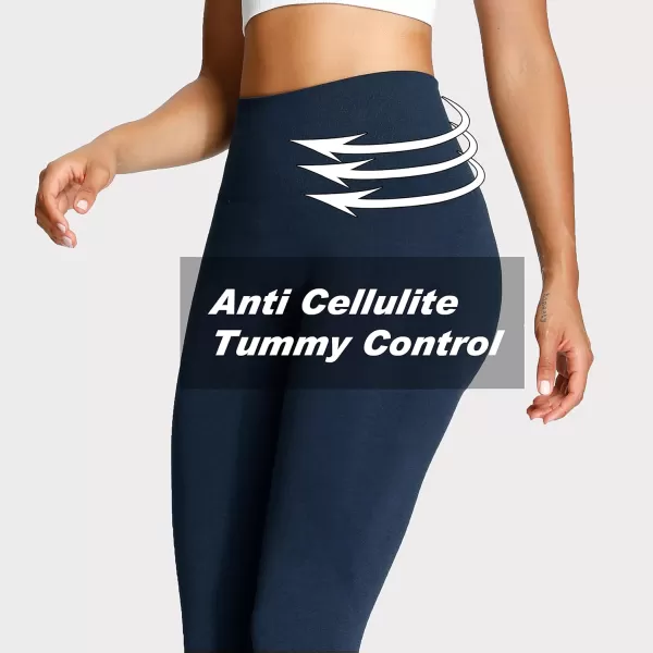 Aoxjox Workout Seamless Leggings for Women Smile Contour High Waisted Gym Yoga Pants TightsB Navy Marl