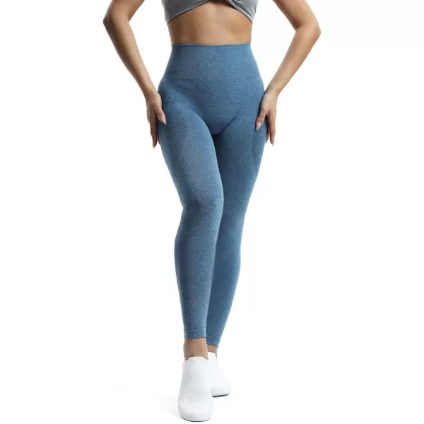 Aoxjox Workout Seamless Leggings for Women Smile Contour High Waisted Gym Yoga Pants TightsB Royale Blue Marl