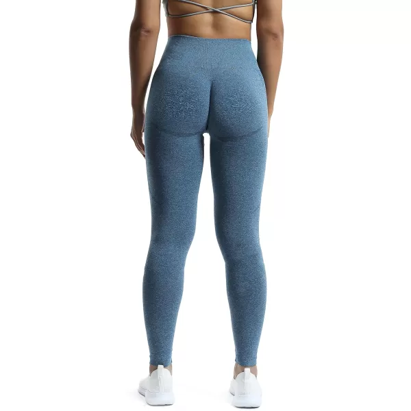 Aoxjox Workout Seamless Leggings for Women Smile Contour High Waisted Gym Yoga Pants TightsB Royale Blue Marl