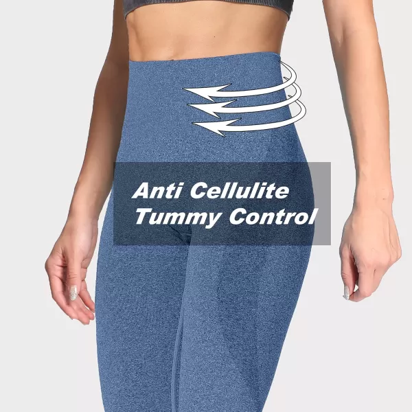 Aoxjox Workout Seamless Leggings for Women Smile Contour High Waisted Gym Yoga Pants TightsB Royale Blue Marl