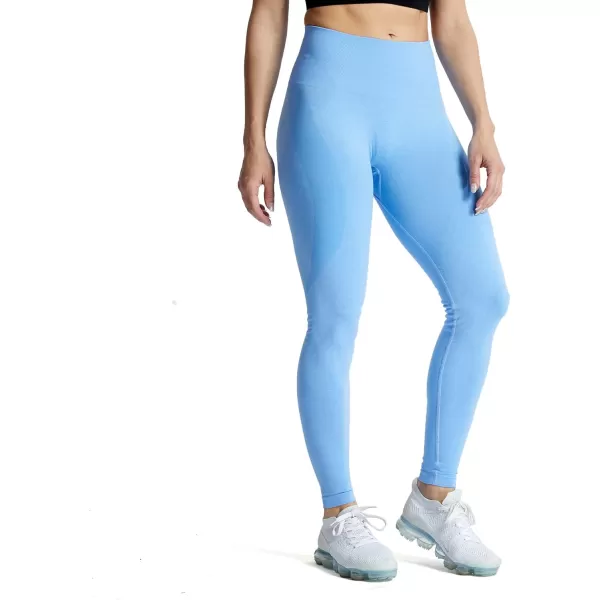Aoxjox Workout Seamless Leggings for Women Smile Contour High Waisted Gym Yoga Pants TightsB Sky Blue Marl