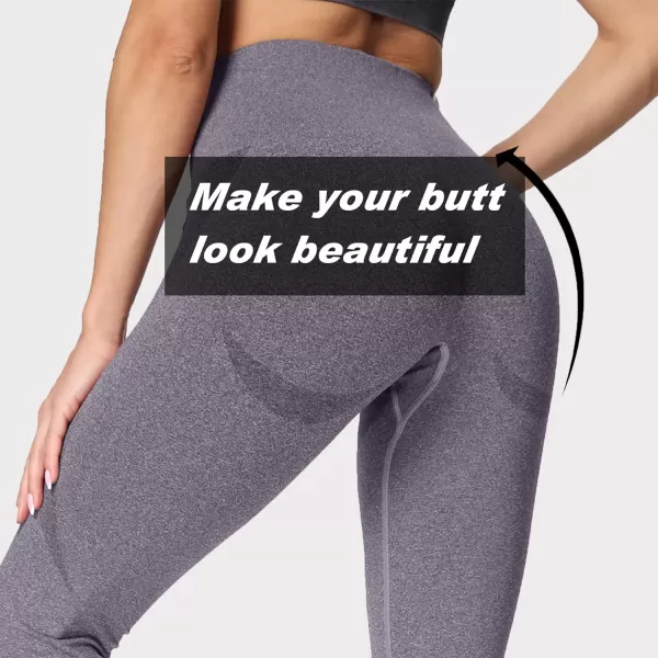 Aoxjox Workout Seamless Leggings for Women Smile Contour High Waisted Gym Yoga Pants TightsGrey Marl