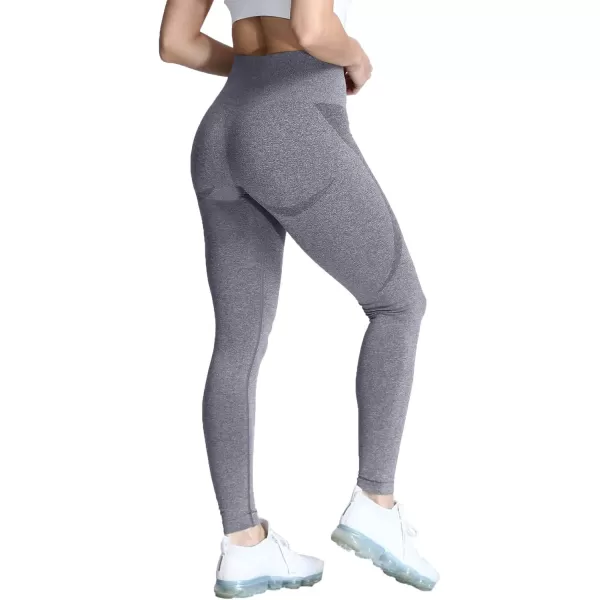 Aoxjox Workout Seamless Leggings for Women Smile Contour High Waisted Gym Yoga Pants TightsGrey Marl
