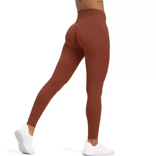 Aoxjox High Waisted Workout Leggings for Women Tummy Control High Rise Scrunch Buttery Soft Scarlett Yoga Pants 27quotCherry Mahogany