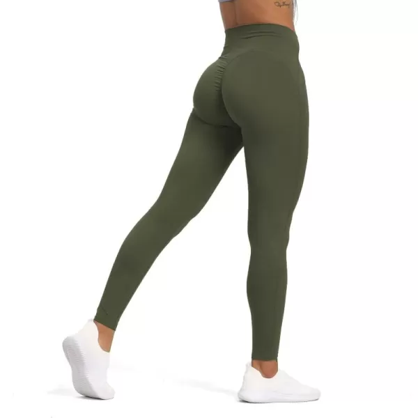 Aoxjox High Waisted Workout Leggings for Women Tummy Control High Rise Scrunch Buttery Soft Scarlett Yoga Pants 27quotOlive Green